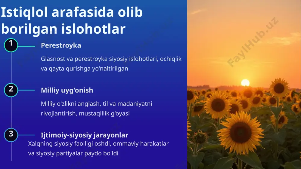 taraqqiyoti iqtisodiy o'sish iqtisodiyotning barqaror rivojlanishi, yangi ish o'rinlari yaratilishi, xalq farovonligining yaxshilanishi xalqaro munosabatlar dunyo hamjamiyatida o'zbekistonning obro'si va nufuzi oshdi, xalqaro hamkorlik kuchaydi ta'lim va fan ta'lim va fan sohalarining rivojlanishi, yosh avlodning bilimli va iste'dodli bo'lib voyaga yetishi tinchlik va barqarorlik mamlakatda tinchlik va barqarorlikni ta'minlash, xalqning turmush darajasini yaxshilashga yo'naltirilgan siyosat e`tiboringiz uchun rahmat 单击此处编辑母版文本样式 第二级 第三级 第四级 第五级 0 3203 wps presentation 宽屏 142 11 0 0 0 false 已用的字体 17 主题 1 幻灯片标题 11 arial simsun wingdings microsoft yahei gilroy dm serif display arial unicode ms spline sans bold segoe print spline sans bold spline sans bold mingliu-extb barlow barlow barlow bahnschrift light lato office 主题​​ powerpoint 演示文稿 powerpoint 演示文稿 powerpoint 演示文稿 powerpoint 演示文稿 powerpoint 演示文稿 powerpoint 演示文稿 powerpoint 演示文稿 powerpoint 演示文稿 powerpoint 演示文稿 powerpoint 演示文稿 powerpoint 演示文稿 false false false 14.0000 powerpoint 演示文稿 hui abbey nilufar faxriddinova 19 2023-03-30t01:36:00z 2025-09-27t09:51:27z ec68733ffd5c4690b2f3adb5d1ef7619_11 1033-12.2.0.22549