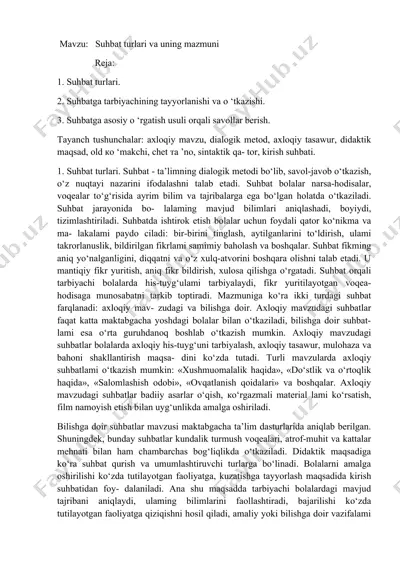 suhbat turlari va uning mazmuni — DOCX