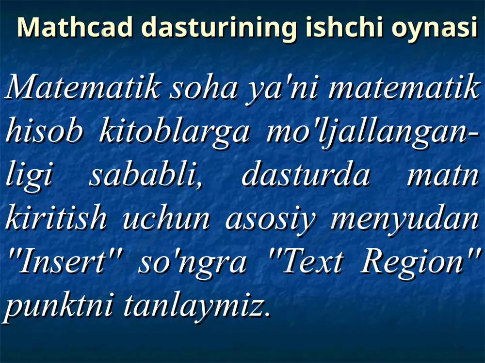 mathcad dasturida matnlar bilan ishlash, matn va formulalarni formatlash - Page 2