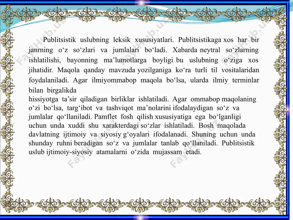 publitsistik uslub va og‘zaki uslublarning leksik-grammatik xususiyatlari - Page 4