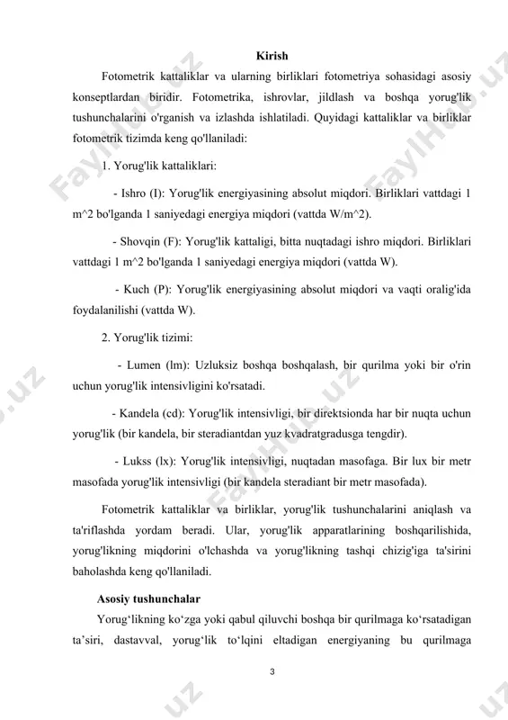 gini (yorqinligini) aniqlash mushkul. agar 1 va 2 uzunlikdagi ikkala to‘lqin oqimlariga nisbatan ko‘z sezgirligi bir xil bo‘lsa edi, bo‘lganda, ya’ni quvvatlar teng bo‘lganlarida har ikki maydoncha yorqinligi bir xil bo‘lib ko‘rinar edi. haqiqatda esa subektiv yorqinlikning teng bo‘lishi uchun ikkala oqimning va quvvatlarini turlicha qilib olishga to‘g‘ri keladi: ko‘z qaysi uzunlikdagi to‘lqinni kuchliroq sezadigan bo‘lsa, o‘sha to‘lqin oqimini kamroq quvvatli qilib olish kifoy. shuning uchun ko‘zni f() ko‘rish funksiyasi vositasida xarakterlab, 1 va 2 bir-biriga yaqin ikki to‘lqin uzunliklariga oid f() ko‘rish funksiyasining son qiymatlari bir xil yorqinlik hissini o‘yg‘otuvchi va quvvatlarga teskari proporsional, ya’ni (3.1) deb faraz etamiz. spektr sohaning bir bo‘lagidan ikkinchi (qo‘shni) bo‘lagiga ketma-ket muntazam o‘tish yo‘li bilan ko‘rinuvchi butun spektr sohasi miqyosidagi f() ko‘rish funksiyasining qiymatlarini aniqlab olish mumkin. inson ko‘zi to‘lqin uzunligi 0,555 mk bo‘lgan yashil nurlarni eng yaxshi sezadi. ko‘rish funksiyasining bu to‘lqin uzunligiga mos qiymati 1 ga teng deb qabul qilingan. bu …