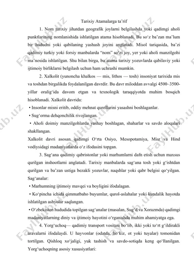 tarixiy atamalarga ta’rif — DOCX