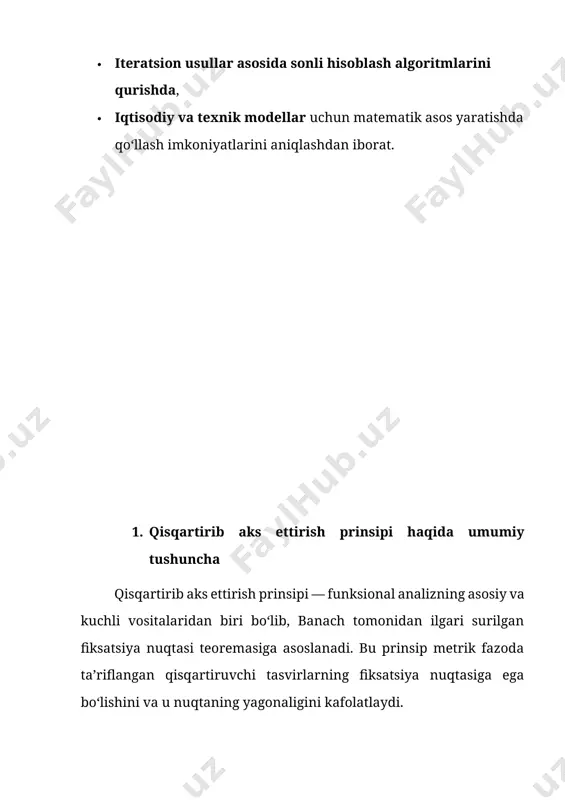 berilgan bo’lsin. u holda = deb olamiz. endi c(a,x)=|x(t)–a(t)|, r(ta,tx)=|x(1)–a(1)| c(a,x) bo’lganligi sababli, c(a,x)< shartdan r(ta,tx)< tengsizlikning kelib chiqishi ravshan. c1[0;1] fazoni r ga akslantiruvchi t:xx(1) akslantirish (t)0 nuqtada uzluksiz emas. haqiqatan, xn(t)=tn ketma-ketlik c1[0;1] fazoda (t)0 funksiyaga yaqinlashadi, lekin txn= xn(1)=1, t=0, demak (txn) ketma-ketlik t ga yaqinlashmaydi. 4-ta’rif. agar t o’zining aniqlanish sohasining har bir nuqtasida uzluksiz bo’lsa, u holda t uzluksiz akslantirish deyiladi. xususan y=r bo’lgan holda, uzluksiz akslantirish uzluksiz funkstional deyiladi. s[0;1] fazoni r ga akslantiruvchi t(x)=x(1) akslantirish uzluksiz funkstionalga misol bo’ladi. izometriya, uning uzluksizligi. (x,x) va (y,y) metrik fazolar va t:xy akslantirish berilgan bo’lsin. 5-ta’rif. agar x fazodan olingan ixtiyoriy a va b nuqtalar uchun x(a, b)= y(t(a),t(b)) tenglik bajarilsa, u holda t izometrik akslantirish yoki izometriya deyiladi. ravshanki, har qanday izometriya uzluksiz akslantirish bo’ladi. tekislikdagi har qanday harakat izometriyaga misol bo’ladi. uzluksiz akslantirishning xossalari. 1-teorema. aytaylik t: xy akslantirish x fazoning a nuqtasida, f:yz …