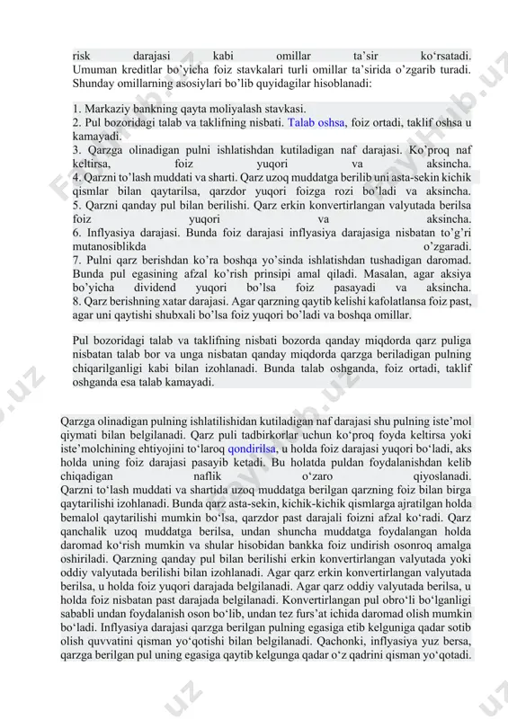 u foiz stavkasi bitimning foydali qismini ko'rsatadigan nuqtadir. foiz stavkalarining turlari · oddiy foiz stavkasi: uning hisob-kitobi asosiy qarz miqdoriga foiz stavkasi va vaqtga ko'paytiriladi. · murakkab foiz stavkasi: oddiy foizdan farqli o'laroq, uni hisoblash p x [(1 + foiz stavkasi) sifatida olinadi.n − 1], bu erda p asosiy miqdorni, n esa birikma davrlari sonini bildiradi. foiz stavkasi va savdo foiz stavkasi - bu bank sektori rivojlanayotgan atama. banklar foyda olish uchun kreditlar beradi va foiz stavkalarini undiradi. biroq, bu foiz stavkasi o'z qo'llanilishini ko'radigan yagona domen emas. ikkilik savdoda ham foiz stavkalarining ishtiroki mavjud. con savdogarlar xuddi shunday tarzda foiz stavkasi hosilasidan foizli kreditlar sifatida foydalanishi mumkin. foiz stavkasi lotin qiymatiga ega moliyaviy vositadan boshqa narsa emas. biroq, buning qiymati hosila yoki moliyaviy vosita foiz stavkalari harakati bilan bog'liq. bu shuni anglatadiki, foiz stavkalari yuqoriga yoki pastga tushsa, vositaning qiymati o'zgaradi. foiz stavkasi derivativlari fyuchers, ikkilik optsionlar va boshqalarni …