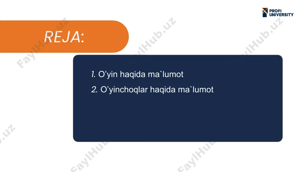 hida ahamiyat kasb etadi. mazkur jarayonda tarbiyachi yetakchi o‘rin egallab, u eng avvalo, o‘yin orqali ta’lim-tarbiyaga doir qanday vazifalarni muvafaqqiyatli hal etish mumkinligini aniq tasawur qila olishi lozim. 03 o'yin bolalarni har tomonlama tarbiyalash vositalaridan biridir. pedagogika fani o'yinni bola shaxsini tarbiyalashning asosiy vositasi deb hisoblaydi. o'yin orqali bolalar kattalarning mehnat tajribasini, bilim, ko'nikma va malakalari. harakat usullari, axloq me’yorlari va qoidalarini, mulohaza va muhokamalarini egallab oladilar. o'yinda bolaning o'z tengqurlari va kattalar bilan bo'ladigan munosabat usullari shakllanadi, his va didlari tarbiyalanadi. 04 didaktik o'yinlar ta’limiy o‘yin sifatida bolalarning yosh xususiyatlariga mos keladigan o‘yinlar sirasiga kiradi. didaktik o‘yinlarning muhim belgisi undagi qoidalarning mavjudligidir. o‘yinda o'yin niyati, o'yin qoidalari, o‘yin harakatlari o‘rtasida uzviy aloqa mavjud. o‘yin niyati o‘yin harakatlarining tabiatini belgilaydi. o‘yin qoidasi esa, o‘yin harakatlarini, vazifasini hal etishga va o‘yindagi harakatlarni amalga oshirishga yordam beradi. didaktik o‘yinlarda quyidagi qoidalarga amal qilinishi kerak: 1) navbatma-navbat ta'sir etish; 2) so'ralganda javob berish; …