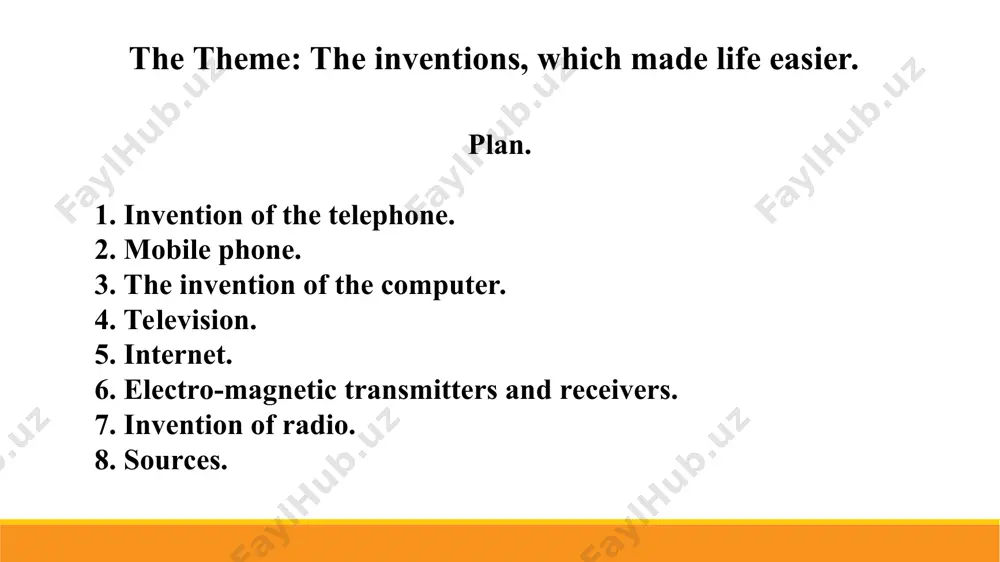 tain and the usa, and were turned into working machines. 3. the invention of the computer. 4. television. in 1921 the 14-year-old mormon had an idea while working on his father's idaho farm. mowing hay in rows, philo realized an electron beam could scan a picture in horizontal lines, reproducing the image almost instantaneously. this would prove to be a critical breakthrough in philo farnsworth's invention of the television in 1927. earlier tv devices had been based on an 1884 invention called the scanning disk, patented by paul nipkow. riddled with holes, the large disk spun in front of an object while a photoelectric cell recorded changes in light. depending on the electricity transmitted by the photoelectric cell, an array of light bulbs would glow or remain dark. though nipkow's mechanical system could not scan and deliver a clear, live-action image, most would-be tv inventors still hoped to perfect it. …