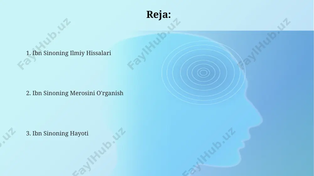etilgan. ibn sinoning "kitob ash-shifo" asari 4 qismdan iborat bo'lib, falsafa, mantiq, matematika va tabiiy fanlar kabi turli sohalarni o'z ichiga oladi va 12 asrdan buyon dunyoning turli burchaklaridagi,jumladan, samarqand va buxoro kabi shaharlardagi universitet kutubxonalarida saqlanib kelinmoqda. zamonaviy dunyoda ibn sino ibn sino nomi bilan atalgan ko'plab shifoxonalar va tibbiyot markazlari, ayniqsa markaziy osiyo mamlakatlari, jumladan, toshkent va buxoroda mavjud bo'lib, uning tibbiyotga qo'shgan ulkan hissasi sharafiga ochilgan. ibn sinoning 500 dan ortiq asari, shu jumladan tibbiyot, falsafa va astronomiyaga oid risolalari, hozirgi kunda dunyoning ko'plab kutubxonalari, masalan, oksford va harvard universitetlari kutubxonalarida saqlanmoqda. zamonaviy tibbiyotda ibn sinoning "tib qonunlari" asari 17-asrga qadar yevropa tibbiyot maktablarida asosiy darslik bo'lib xizmat qilgan va 500 yildan ko'proq vaqt davomida shifokorlar tomonidan qo'llanilgan. ibn sinoning merosi ibn sinoning merosi 500 dan ortiq asarlarni, jumladan, tibbiyot, falsafa, astronomiya va matematikaga oid risolalarni o'z ichiga oladi, ularning ko'pchiligi 11-asr buxoro shahrida yozilgan. uning "qonun …