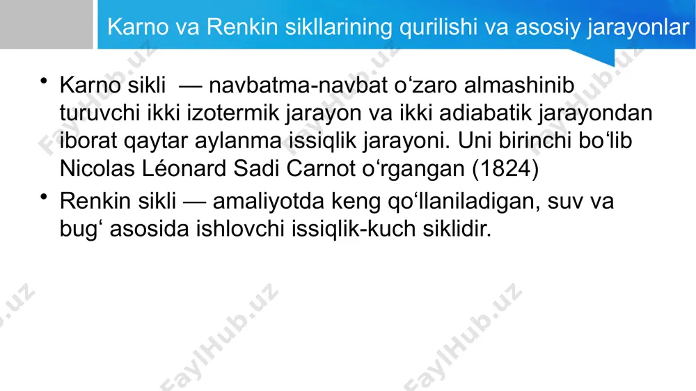 issiqlik-kuch bugʻ sikllari. karno va renkin sikllarini taqqoslash - Page 4