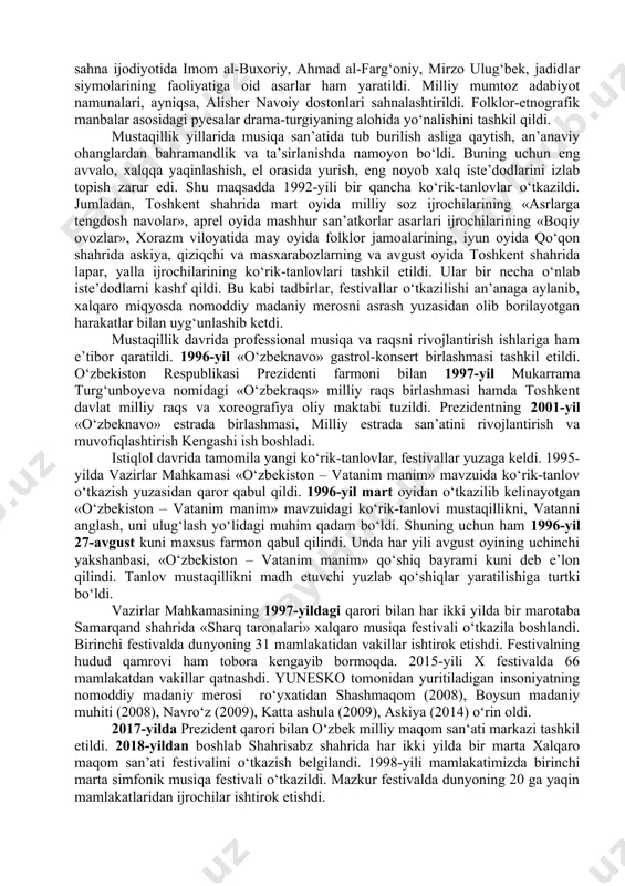 slom dini omilidan unumli foydalanish, uning boy ma’naviy va madaniy qadriyat sifatidagi imkoniyatlarini kengaytirish choralari ko‘rildi. jumladan, 1992-yilda o‘zbekiston respublikasining vazirlar mahkamasi huzurida din ishlari bo‘yicha qo‘mita tashkil etildi. 1992-yil 27-martda o‘zbekiston prezidentining «ro‘za hayitini dam olish kuni, deb e’lon qilish to‘g‘risida» farmoniga ko‘ra, musulmonlar hayotidagi qutlug‘ sanalar – qurbon va ramazon hayit kunlarini doimiy ravishda bayram qilish va ularni dam olish kunlari, deb e’lon qilinishi ham aynan xalqimiz ko‘nglidagi ish bo‘ldi. mustaqillik sharofati bilan «islom nuri» haftanomasi, «hidoyat» jurnali dunyoga keldi, ko‘plab diniy-axloqiy adabiyotlar chop etila boshlandi. jumladan, imom buxoriyning to‘rt jilddan iborat, imom termiziyning bir jildli hadis kitoblari, boshqa allomalarning qator asarlari yuz minglab nusxalarda chop etildi. qur’oni karim sakkiz marta, jami bir million nusxada nashr etildi. bu muqaddas kitob yurtimizda ilk bor 1992-yil alouddin mansur tomonidan o‘zbek tiliga tarjima qilindi va uch marta, jami 300 ming nusxada bosmadan chiqarildi. 2004-yili esa toshkent islom universitetida qur’oni karimning shayx …