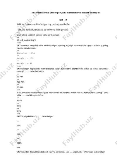 qishloq xo‘jalik mahsulotlarini saqlash — DOCX