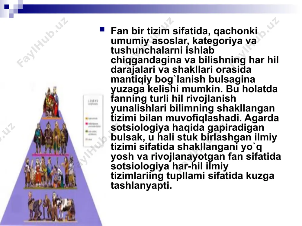 logiyadir, deb ta`kidlaydi, ushbu yo`nalish vakillaridan biri u. autveyt. sotsial reallik insonlarning mustahkam uzaro harakati yangilanayotgan strukturaning natijasi sifatida tushuniladigan sinflar, jarayonlar va interpretatsiyadir. realistik yunalish reallikni har hil darajasi, tabaqasini ajratib tahlil qildiki, bular shunday jabhalardir real, aktual va empiriklikdir. bu intilishlar esa metodologik munosabat sifatida juda muhimdir. reallikiing ushbu jabqdoari orasidagi o`zaro borlig`lik ularning sotsial voqelikni shakllantirishdagi urni va ahamiyatining tashkil etilishi ushbu yunalishning behiyos xizmatidir. image1.jpeg image2.jpeg image3.jpeg image4.png image5.jpeg image6.jpeg image7.jpeg image8.jpeg