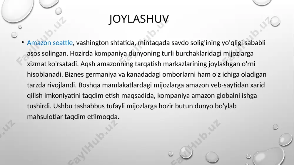 dan oldin amazon saytida narxlar va mahsulot sharhlarini tekshiradilar, bu esa amazonning mahsulot ma'lumotlari uchun eng yaxshi manba sifatidagi o'rnini saqlab qolishini ko'rsatadi. nihoyat, iste'molchilarning 47%i katta xaridni amalga oshirish uchun maxsus ravishda black friday va cyber monday kunlarini kutishlarini bildiradilar, bu esa iste'molchilar bayram kunlarini eng yaxshi chegirmalarni olish vaqti deb hisoblashayotganliklarini anglatadi. ushbu raqamlar yordamida amazon o'zining marketing tashabbuslarining samaradorligini baholashi va yanada takomillashtirish uchun qaysi sohalarda ishlash kerakligini aniqlashi mumkin. biznes modeli amazonning biznes modeli xilma-xildir. 2022 yilda amazon 514 milliard dollardan ortiq daromad ko‘rsatdi, ammo kompaniya 2,7 milliard dollardan oshiq sof zarar ham qayd etdi. amazon daromadining biroz ko‘proq 43 foizi onlayn chakana sotuvchilardan kelgan, qolgan qismi esa jismoniy do‘konlar va uchinchi tomon sotuvchilari xizmatlaridan hosil bo‘lgan. amazon aws, obuna xizmatlari va reklama daromadlarining tez o‘sayotgan segmentlari esa sezilarli darajada. “aws ma’lumotlar tizimi va bulutli hisoblash xizmatining yordami bilan, amazon katta ma’lumotlar funksiyasini to‘liq amalga oshira …