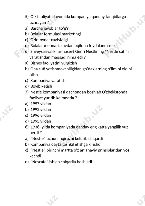 nestle kompaniyasi test savollari - Page 3