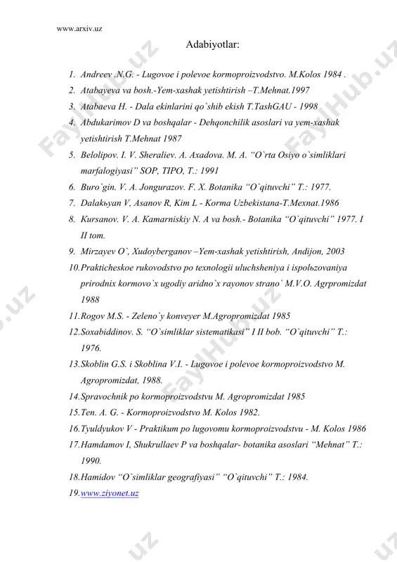 «yem - xаshаk yetishtirishni аhаmiyati. ozuqа turlаri vа sifаt ko`rsаtkichlаri» - Page 4