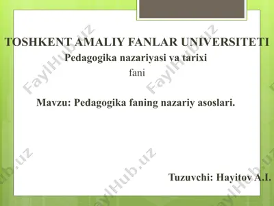 pedagogika fanining nazariy asoslari — PPTX
