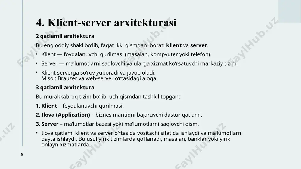 klient-server texnologiyasi va undan foydalanish - Page 5