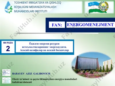 elektr ta’minot va qayta tiklanuvchan energiya manabalari — PPT