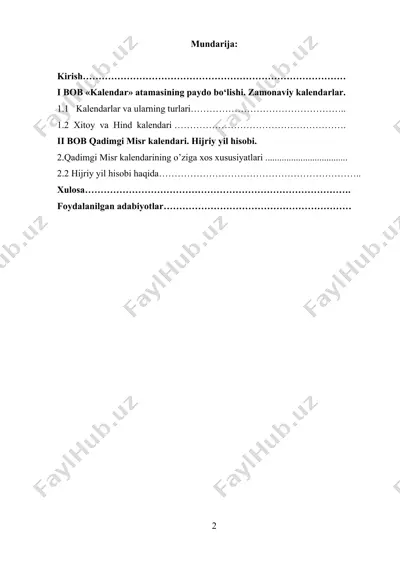 kalendarlar va ularning turlari — DOCX