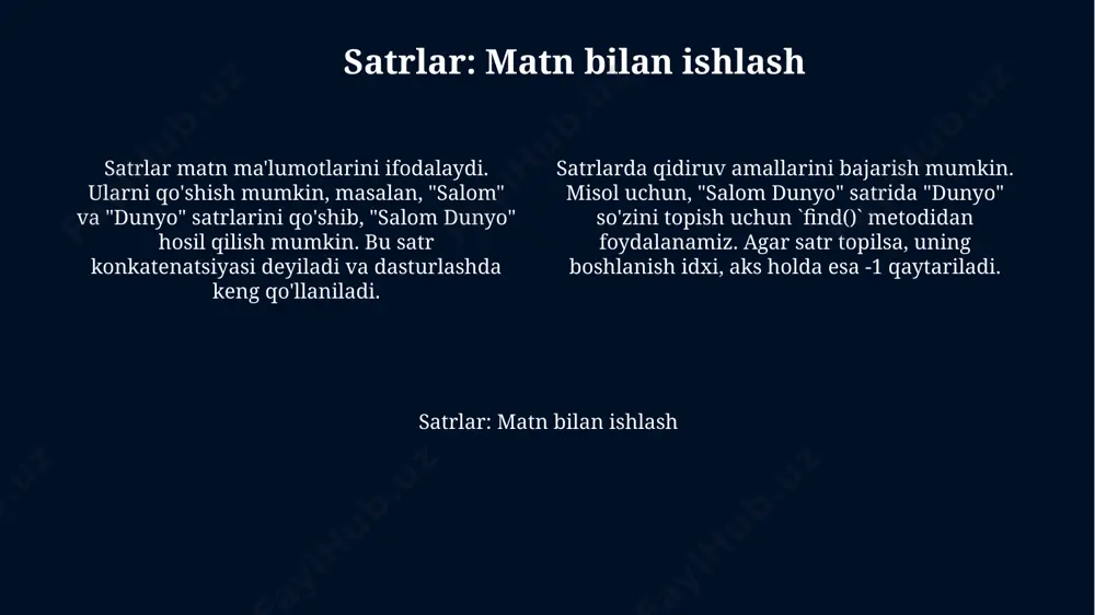o‘zgaruvchilar va konstantalar. ma‘lumot turlari: sonlar, satrlar va mantiqiy qiymatlar - Page 4