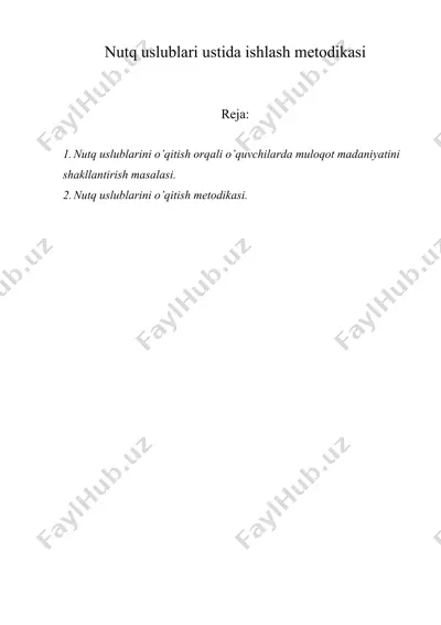 nutq uslublari ustida ishlash metodikasi — DOCX