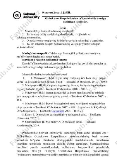 9-mavzu 2 soat 1 juftlik — DOCX