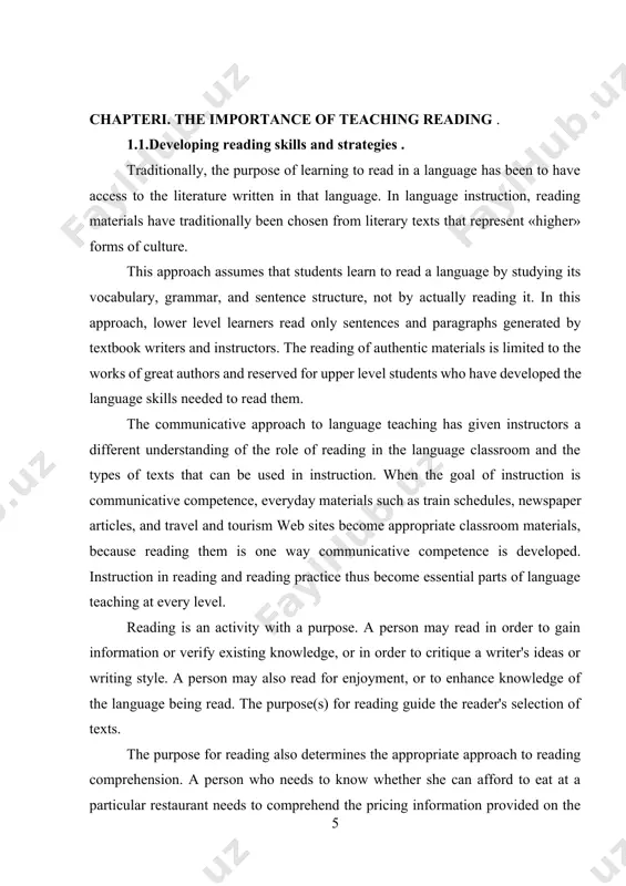 t that meaning is. linguistic competence: the ability to recognize the elements of the writing system; knowledge of vocabulary; knowledge of how words are structured into sentences. discourse competence: knowledge of discourse markers and how they connect parts of the text to one another. sociolinguistic competence: knowledge about different types of texts and their usual structure and content. strategic competence: the ability to use top-down strategies, as well as knowledge of the language (a bottom-up strategy) the purpose(s) for reading and the type of text determine the specific knowledge, skills, and strategies that readers need to apply to achieve comprehension. reading comprehension is thus much more than decoding. reading comprehension results when the reader knows which skills and strategies are appropriate for the type of text, and understands how to apply them to accomplish the reading purpose. [3: chamberlain, k. & burrough, s. (1985). techniques for teaching critical reading. teaching …