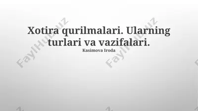 xotira qurilmalari. ularning turlari va vazifalari — PPTX