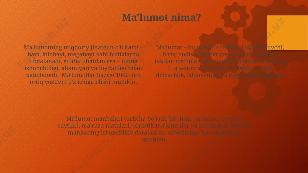 ri yordamida qurilmalarni aniqlash va ulardan ma'lumot olish imkonini beradi. dunyo bo'ylab millionlab veb-serverlar internetdagi ma'lumotlarga kirishni ta'minlaydi, bu esa http va https kabi protokollar yordamida so'rovlar va javoblarni qayta ishlashga imkon beradi. internet global tarmog'i 4,6 milliarddan ortiq foydalanuvchiga ega bo'lib, unda kuniga terabaytlar hisobida ma'lumotlar almashinadi va turli xil xizmatlar, jumladan elektron pochta, ijtimoiy tarmoqlar va onlayn savdo taqdim etiladi. arxiverlar katta hajmdagi ma'lumotlarni arxivlashda, masalan, 50 gb dan ortiq, siqish algoritmlarining turli xil darajalari samaradorlikni va saqlash hajmini sezilarli darajada ta'sir qilishi mumkin. arxivlash jarayoni ma'lumotlarning buzilishidan himoya qilish uchun crc32 yoki boshqa xesh funksiyalarini qo'llash orqali ma'lumotlar yaxlitligini tekshiradi. arxivlar turli xil formatdagi 100 dan ortiq fayllarni, jumladan matn, audio va video fayllarni saqlash imkoniyatini beradi, bu esa ma'lumotlarni samarali boshqarishga yordam beradi. hujjatlar hujjatlar elektron shaklda ham, qog'oz shaklda ham bo'lishi mumkin, elektron hujjatlar 1000 dan ortiq sahifani o'z ichiga olishi mumkin. o'zbekiston respublikasining “arxiv …