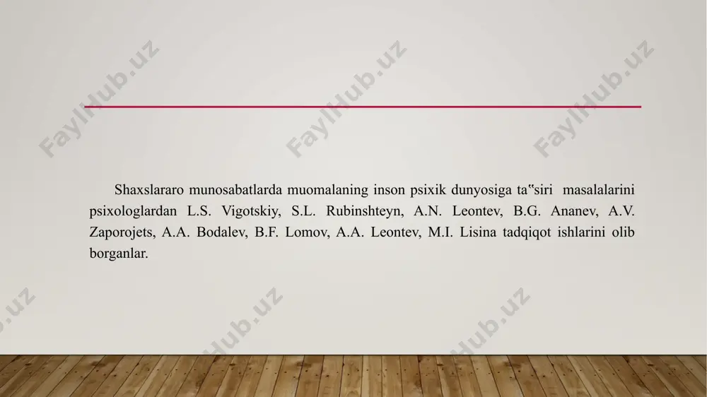 a kirishuvchilarning o’rtasida ma’lumotlar almashinuvi jarayoni sifatida; 2. muloqotning interaktiv tomoni, ya’ni muloqotga kirishuvchilarning xulq atvorlariga ta’sir jarayoni sifatida; 3. muloqotning perseptiv tomoni, ya’ni muloqotga kirishuvchilarning bir-birlarini idrok etishlari va tushunchalari bilan bog’liq jarayon sifatida. shaxslararo munosabatlarda o„zaro moslikni o’rganishda m.shou bu psixologik holatni ikki turga farqlaydi. 1. ehtiyojlardan kelib chiqqan mosliklar sheriklarning o’zaro moddiy_x0002_ma’naviy ehtiyojlarini qondirish uchun bir-birlariga moslashishga majbur bo’lishlari. 2. хatti-harakat (xulq-atvor)ning o’xshashligdan kelib chiqadigan moslik (sheriklarning xatti-harakatlari, xulq-atvorlaridagi o’xshashlikning moslashishiga sabab bo’lishi. shaxslararo munosabatlar masalasi o’zbekiston psixolog olimlari ilmiy ishlarida o’rganilgan va tadqiq etilgan masalalardan biri hisoblanadi. psixologlardan m.g.davletshin, g’.b.shoumarov, e.g’.g’oziyev, v.m.karimova, т.m. adizova, g.j. berdiyev, e.a. a’zamxo’jayeva va boshqalar turli jihatdan mazkur muammoga o’z e’tiborlarini qaratdilar. o’zbek oilasining milliy xususiyatlari va ularning yoshlar tarbiyasiga ta’siri m.g.davletshin, g’.b.shoumarov ishlarida o’rganilgan bo’lib, bu mualliflar tomonidan o’zbek oilasining o’ziga xos xususiyatlari-ko’p farzandlilik, ko’p pog’onalilik, avlodlar orasida o’zaro hurmat va e’tibor masalalari, oila qurishda ota-ona fikrining hal qiluvchi ahamiyatda …