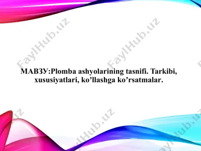 plombaashyolarining tasnifi — PPTX