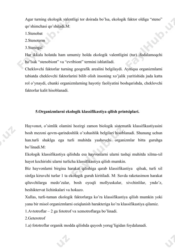 muhit. ekologik omillar va ularning tirik organizmlarga ta’sir etishining umumiy qonuniyatlari. - Page 5