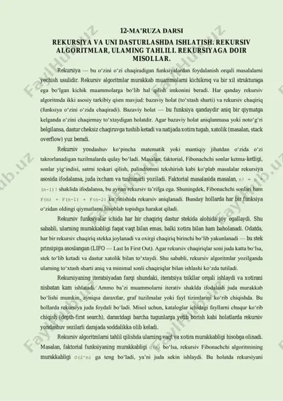 rekursiv algoritmlar — PDF