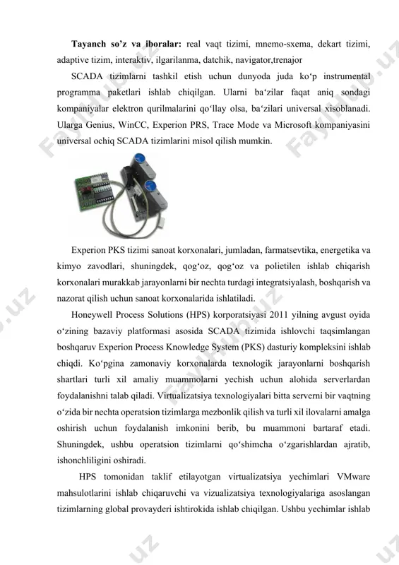 shga va apparat tizimidagi operatsion tizimlardagi oʻzgarishlarning taʻsirini kamaytirishga yordam beradi, umumiy tizim boshqaruvini soddalashtiradi, mavjudligi va ishonchliligini oshiradi va falokatlarni tiklashni tezlashtiradi. honeywell-da taʻkidlanganidek, axborot texnologiyalari sohasida virtualizatsiya tez surʻatlar bilan oʻsib bormoqda - masalan, gartner tadqiqot markazining yaqinda oʻtkazilgan tadqiqotida hozirda virtualizatsiya texnologiyalari serverlarning 40% dan ortiq tomonidan foydalanilganligini va 2018 yilga kelib bu ulush 80% gacha koʻtarilishini koʻrsatdi. hpsni sanoat yaxlit yondashuvi jarayonni nazorat qilish talablariga moslashtirilgan virtualizatsiya infratuzilmasini yetkazib berish va qoʻllabquvvatlashni oʻz ichiga oladi. bunga qoʻshimcha ravishda, honeywell virtualizatsiya texnologiyalari asosida qoʻllab-quvvatlangan, yakuniy foydalanuvchilarni tayyor yechim bilan taʻminlaydigan keng koʻlamli ilovalarni taklif etadi. xususiyatlar experion tizimi jarayonlar parametrlariga, biznes talablarga va korporativ aktivlarni boshqarishga birlashtirilgan xodimlarni taqdim etadi. bu korxona xodimlariga eʻtibor qaratadigan va uning bilimlaridan samarali foydalanishni taʻminlaydigan yagona avtomatlashtirish tizimi hisoblanadi. · eksperiondan foydalanish quyidagilarni nazarda tutadi: · operatsion xarajatlarni 30% ga qisqartirish · mulkni yaxshilash hisobiga samaradorlikni 1-3% ga oshirish va xarajatlarni …