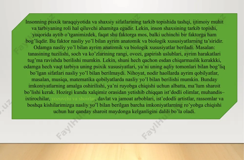 yaqinlik hos. odatda 6 oylik bolalar unga g’amxo’rolik qiladigan ota – onasiga bog’lanib qoladilar. ota – onaning oldida bo’lish, ular bilan muloqotda bo’lish bolalarga juda yoqadi, ularning yo’qligi bolaga yoqmaydi. ota – onaning g’amxo’rligini bildiradigan so’zlar hatti – harakatlar bola uchun juda katta ahmiyatga ega, uni erkalamaslik, suymaslik salbiy ahamiyatga ega bo’ladi. xulq - atvorning dastlabki ijtimoiylashuvi xuddi shu o’rganish jarayoni orqali sodir bo’lishi mumkin: xulq - atvorning istalgan shakllari g’amxo’rlik va e’tibor bilan tag’dirlanadi, kutilmagan shakllari esa qo’llab - quvvatlanmaydi. lekin, yaxshi xulq - atvolrni rag’batlantirish va yomon xulq atvor uchun jazolash axloqiy ijtimoiylashuvining kichik bir qismidir. biz ko’rib chiqqan xulq - atvor hamma bolalarga ham taluqli emas. bolalarni tarbiyalash samaradorligini oshirishda anana vam urf odatlarning roli katta. xalq urf odatlari, ananalari va marosimlari katta trabiyaviy ahamiyatga egadir. ular odamlarni bir – biriga yaqinlashtiradi, do’stlik birodarlik his tuyg’ularini rivojlantiradi. bular o’z navtaida yoshlar uchun ibrat namunasini o’taydi mustaqillik sharoitida …
