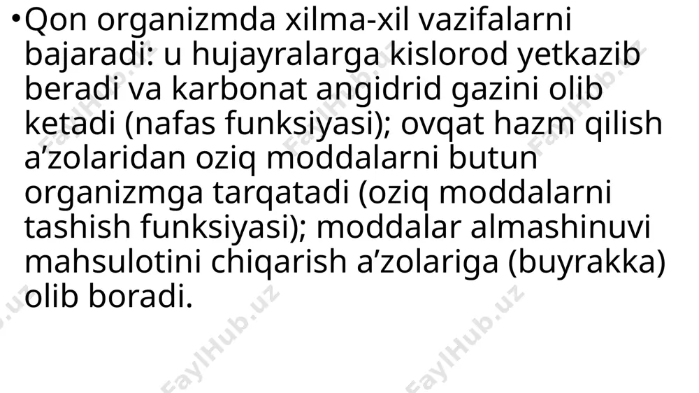avjud bo’lishi mumkin, muhim tomoni, qonda a va α oqsillardan bittasi va faqat bittasigina mavjud bo’ladi, huddi shu narsa b va β oqsillari uchun ham tegishli. α va β: birinchi qon guruhi (0); a va β: ikkinchi qon guruhi (a); b va α: uchinchi qon guruhi (b); a va b: to’rtinchi qon guruhi (ab). to’rtta mumkin kombinatsiya mavjud; ularning qay biri ma’lum bir shaxsga xosligi kishining qon guruhini belgilaydi: qon rezusi — qizil qon hujayralari (eritrotsitlar) yuzasida joylashgan antigen (oqsil). u 1940-yilda karl landshteyner va a. veyner tomonidan kashf etilgan. yevropaliklarning 85 foizi (hindu va osiyoliklarning 99 foizi) rezusga ega, shuning uchun ular rezus-musbatdir (rh+). rezusi bo’lmagan qolgan 15% (afrikaliklarning 7 foizi) kishilar rezus-manfiy (rh—) hisoblanadi. qon rezusi immunizatsiyalangan ona va homila eritrotsitlarining rezus-konflikti oqibatida yangi tug’ilgan chaqaloqda gemolitik sariqlik (sariq kasallik) shakllanishida muhim rol o’ynaydi. qon rezusi murakkab tizim bo’lib, u son, harf va belgilar bilan nomlanadigan 40 dan …