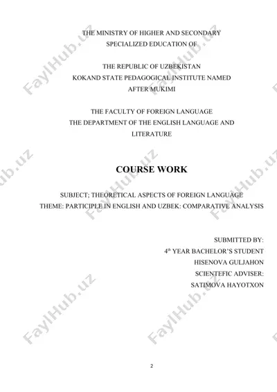 participle in english and uzbek comparative analysis — DOCX