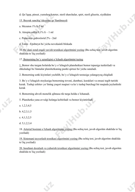 terapiyada hamshiralik ishi fanidan amaliy savollar - Page 5