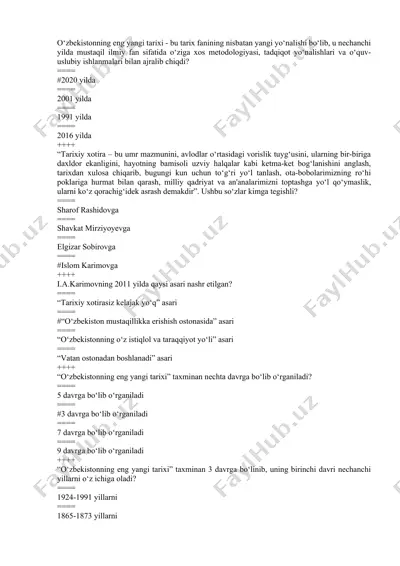 o‘zbekistonning eng yangi tarixi — DOC