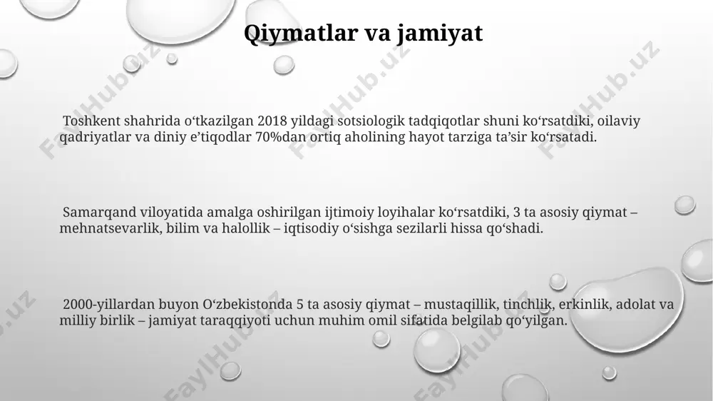 alan, iqlim o'zgarishi yoki 3-dunyo mamlakatlaridagi qashshoqlikni hal qilishda 10 dan ortiq muhim etika va qadriyatlarni aniqlashga yordam beradi. axiologiya nima? axiologiya, qadimgi yunon faylasuflari tomonidan 4-asrda asos solingan g‘oyalarga asoslanib, dunyoning turli burchaklarida, masalan, xitoy va hindistonda ham rivojlangan. аксиология – 20-asr boshlarida paydo bo‘lgan falsafa sohasi bo‘lib, 5 ta asosiy qiymat tizimini – axloqiy, estetik, diniy, siyosiy va iqtisodiy qiymatlarni o‘rganadi. aksiyologiya, inson hayotidagi 3 ta muhim omil – bilim, go‘zallik va yaxshilikni o‘rganib, ularning o‘zaro bog‘liqligi va o‘zaro ta’sirini tahlil qiladi. qiymat tushunchasi "qiymat tushunchasi" o'zbek falsafasida, ayniqsa, 19-asrning ikkinchi yarmidan boshlab, 2-3 ta asosiy yo'nalishda, masalan, sharq va g'arb falsafasi ta'siri ostida rivoj topgan. 20-asrning ikkinchi yarmida o'zbekistonda "qiymat tushunchasi" ga bag'ishlangan 10 dan ortiq ilmiy monografiya va 50 dan ortiq maqola chop etilgan. "qiymat tushunchasi" haqidagi 7 ta asosiy nazariya mavjud bo'lib, ularning 3 tasi samarqand viloyatining falsafiy maktablari tomonidan taklif qilingan. qiymatlar ierarxiyasi shaxsning …