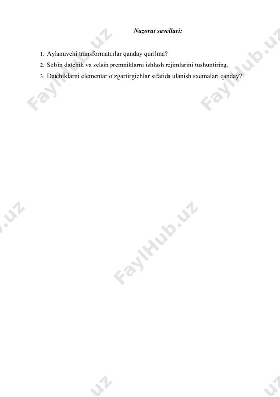 aylanuvchi transformatorlar. selsin datchik va selsin priyomniklar, ishlash rejimlari - Page 5