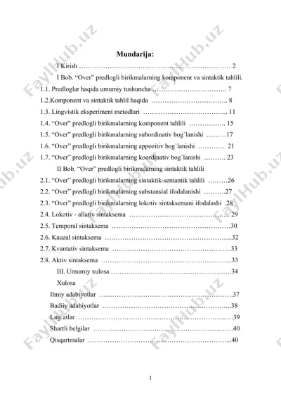 “over” predlogli birikmalarining hozirgi zamon ingliz tilida — DOC