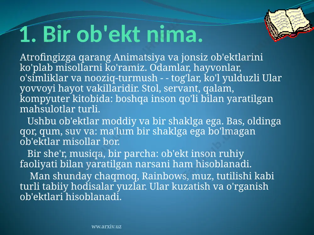 dunyo ob'ektlarini taqdimoti dars ishlanma - Page 4