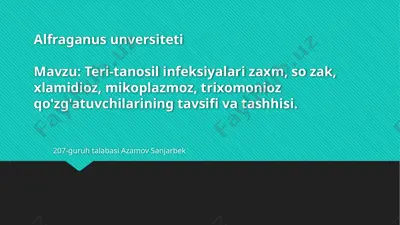 teri-tanosil infeksiyalari vaular haqida tavsif — PPTX