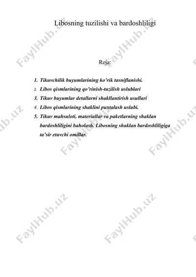 libоsning tuzilishi va bardоshliligi — DOC