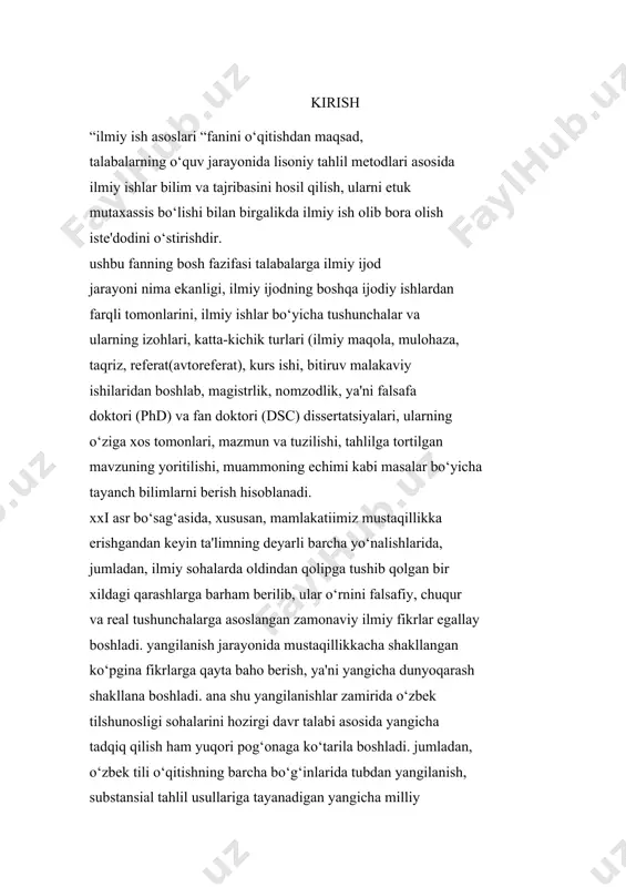 ilanish, substansial tahlil usullariga tayanadigan yangicha milliy talqinlarning shakllanib, ommalasha borishi natijasida eski qolip asosidagi ta'lim batamom o‘zgara bordi. hozirgi paytda jahon xalqlari orasida globallashuvning kuchayishi va uning ta'siri natijasida, boshqa sohalardagi kabi sharqshunoslikda milliy tilshunoslikning o‘ziga xos an'anaviy xususiyatlarini tadqiq qilishga alohida e'tibor berilib, tilning milliy, madaniy, tarixiy xususiyatlariga qarab talqin etish kuchayib bordi. natijada milliy an'anaviy qadriyatlarni o‘zida mujassam qilayotgan milliy tillarning hozirgi kun talabi asosida ilg‘or va zamonaviy uslub va metodlar asosida talqin etish zarurati tug‘ildi. zero milliy an'analar negizida inson va unga xos tilning madaniyatdagi o‘rni belgilandi. istiqlol natijasi o‘laroq, o‘zbek tilshunosligi tom ma'noda mustaqil milliy fan sifatida o‘zini namoyon qildi. eng muhimi, tilimizning milliy tabiatiga to‘laqonli ilmiy-nazariy baho berildi. qo‘lga kiritilgan nazariy yutuqlar til qurilishini o‘rganishdan uning voqelanish xususiyatlarining keng qamrovli tadqiqiga o‘tish uchun katta imkoniyat yaratildi. bu esa o‘zbek tilini yangi va zamonaviy, ilg‘or va samarador tadqiq usullari asosida tekshirishni kun tartibiga qo‘ydi. lekin …