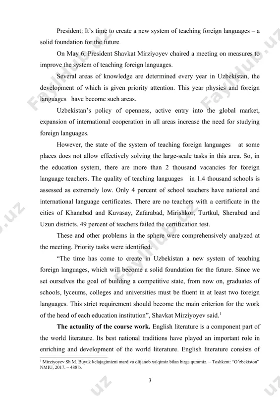 tives of other nations. therefore, it is not surprising that recently in our country there has been a significant increase in interest in foreign languages, mainly in english. the aim and tasks of the course work. english literature is a rich literature. it includes masterpieces in many forms, particularly a novel, a short story, an epic and lyric poetry, an essay, literary criticism, and drama. english literature is also one of the oldest national literatures in the world. the masters of english literature from the turn of the xiv century to the present rank among the world’s greatest literary figures. such names as geoffrеy chaucer, william shakespeare, christopher marlowe, daniel defoe, jonathan swift, george gordon byron, charles dickens, bernard shaw, john galsworthy and many others are famous all over the world. their way of writing has influenced a great number of writers, poets and playwrights from other countries. the tasks …