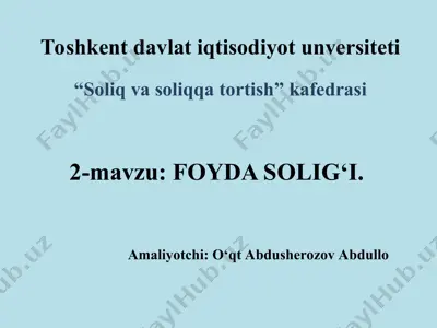 foyda solig‘i — PPT