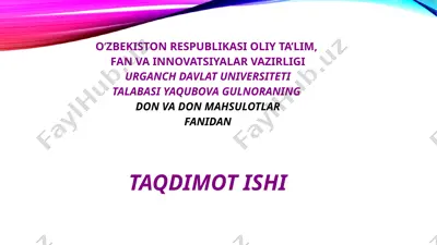 don vadon mahsulotlar fanidan taqdimot ishi — PPTX