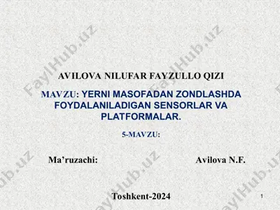 yerni masofadan zondlashda foydalaniladigan sensorlar va platformalar — PPT