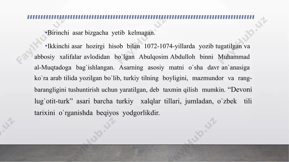 tuya) kabi hayvon nomlari hozir ham shu shaklda talaffuz qilinadi. ko‘pgina hayvon nomlari hozirda boshqacharoq talaffuz etiladi: tishak (ikki yoshli qo‘y), hozir — shishak, chebish folti oylik uloq) — chivich, chazan hozir chayon, chafli — chovli, qatir — xachir, qo‘tuz ~ qo‘tos, qo'ch, qo'chngar — qo‘chqor, azig‘ ~~ ayiq, azg‘ir — ayg'ir, taqag'u — tovuq, qirqoy — qirg‘iy, sig’ir — sigir, eshkak, eshyak - eshak, qashg‘alaq — qashg'aldoq va hokazo. toponimikada so‘z tuzilishi va fonetika juda katta ahamiyatga ega. toponimlar bir tildan ikkinchi tilga o'tganda yoki bir tilda uzoq zamonlar davomida iste’molda bo‘lganda katta o'zgarishlarga uchraydi. bu jihatdan «devonu lug‘otit turk»da nihoyatda boy materiallar topish mumkin. chunonchi, z-d-y-g harflarining o‘rin almashishini juda xarakterlidir. «devon»da oyoq — ozoq, quduq — kuzuk, qayg'u — qazg'u, kigiz — kiziz, quyi — quzi, ayri (panjshaxa) — adri, bayram — bazram, buyuk — beduk, qayish (kamar) — qazish shaklida talaffuz etilishi aytib o'tilgan foydalanilgan adabiyotlar …